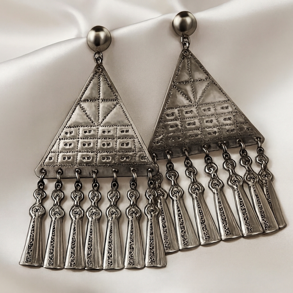 Women's Stylish Triangle Design Drop Charms Statement Post Drop Dangle Earrings